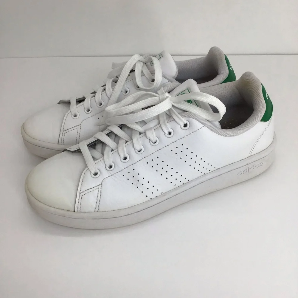 Adidas Men’s Advantage Sneakers Cloud White/Green Casual Career Size 8